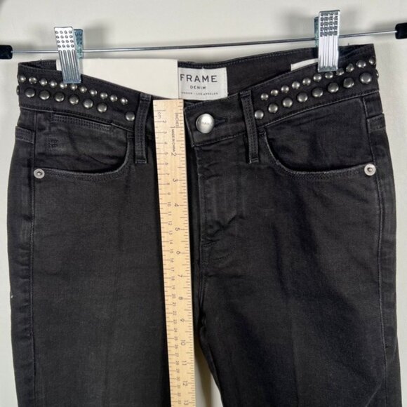 NWT FRAME Denim Le High Straight-Leg Band Studded Jeans-Troupe High-Rise Size 24 - Picture 8 of 16